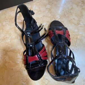 Bottega Veneta Black and red patent leather gladiator shoes - size 9.5